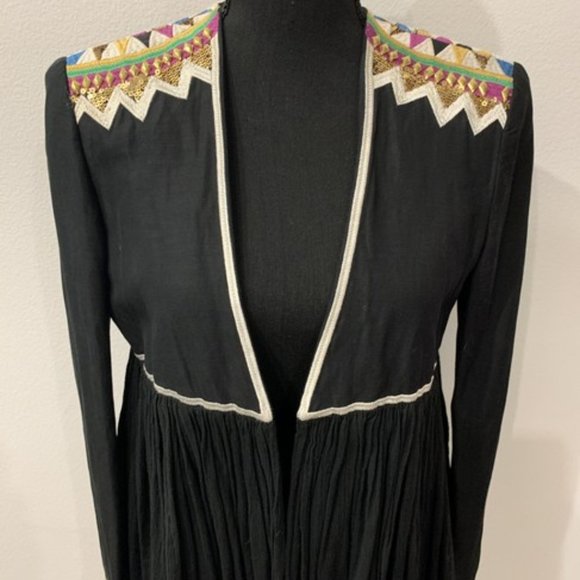 SASS & BIDE PEEK BOO SILK EMBELLISHMENTS BLACK JACKET SZ EURO 40 AUS/UK 10 US 6 - Picture 2 of 11